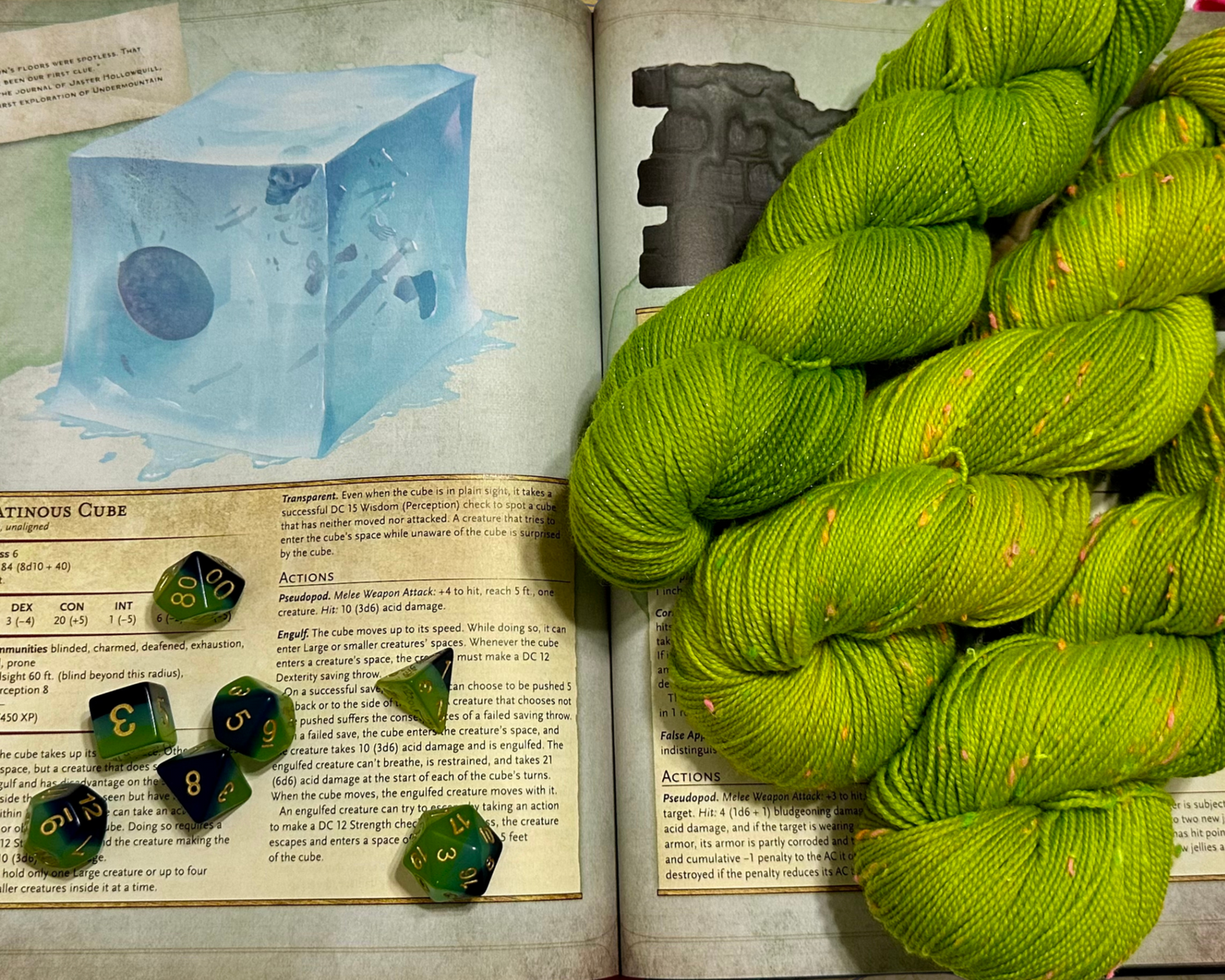 Cube of Ooze – Neon Green Hand-Dyed Yarn