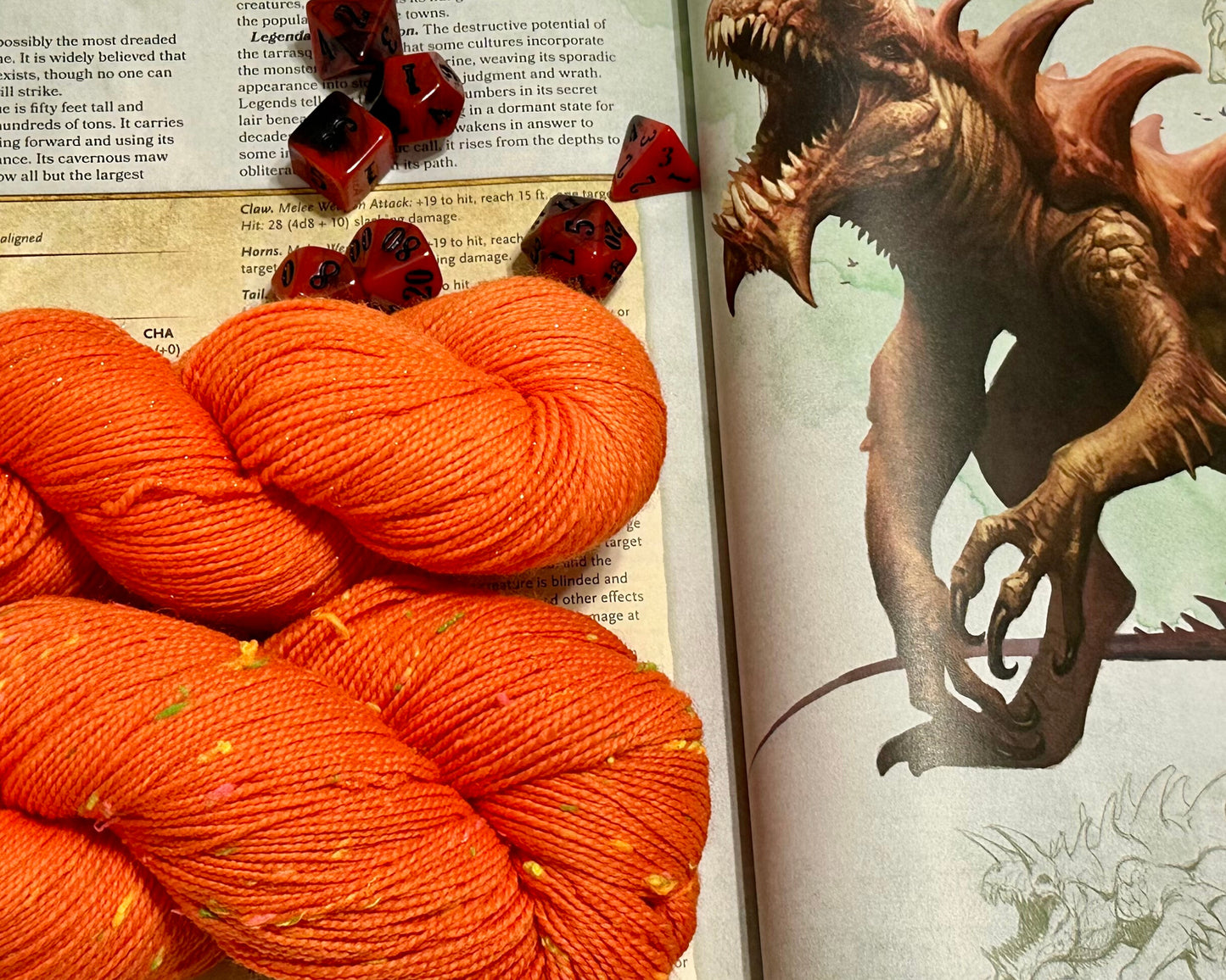 Tarrasque’s Inferno – Neon Orange Hand-Dyed Yarn