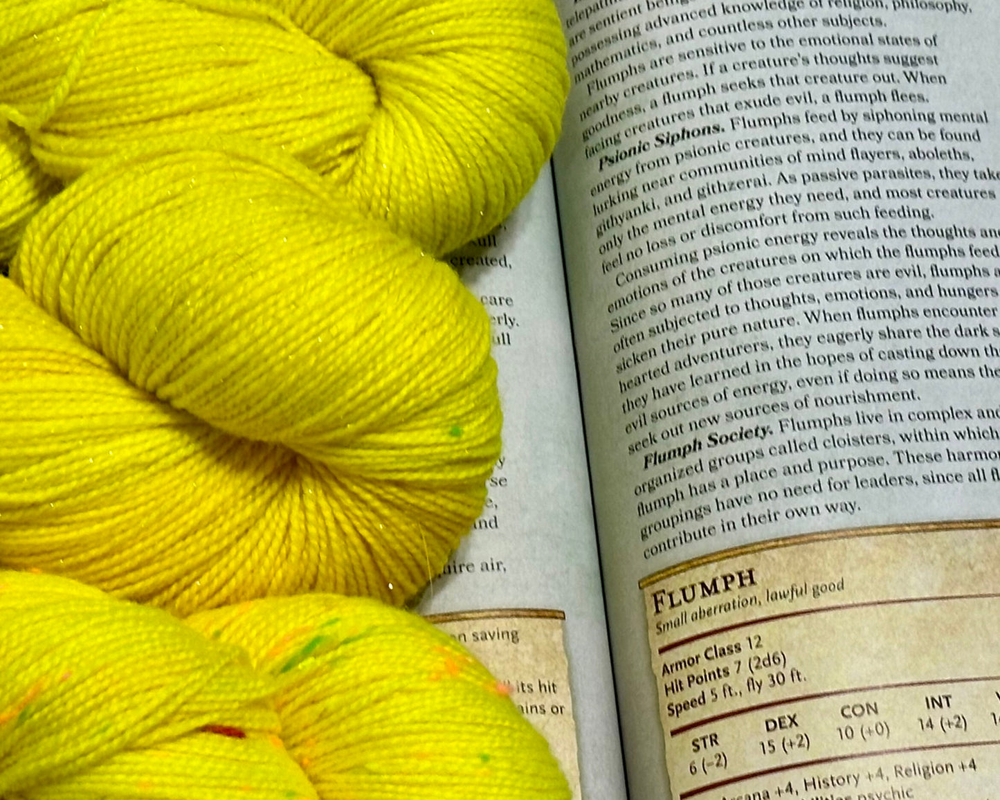 Flumph’s Glow – Neon Yellow Hand-Dyed Yarn | Fandoms and Fibers